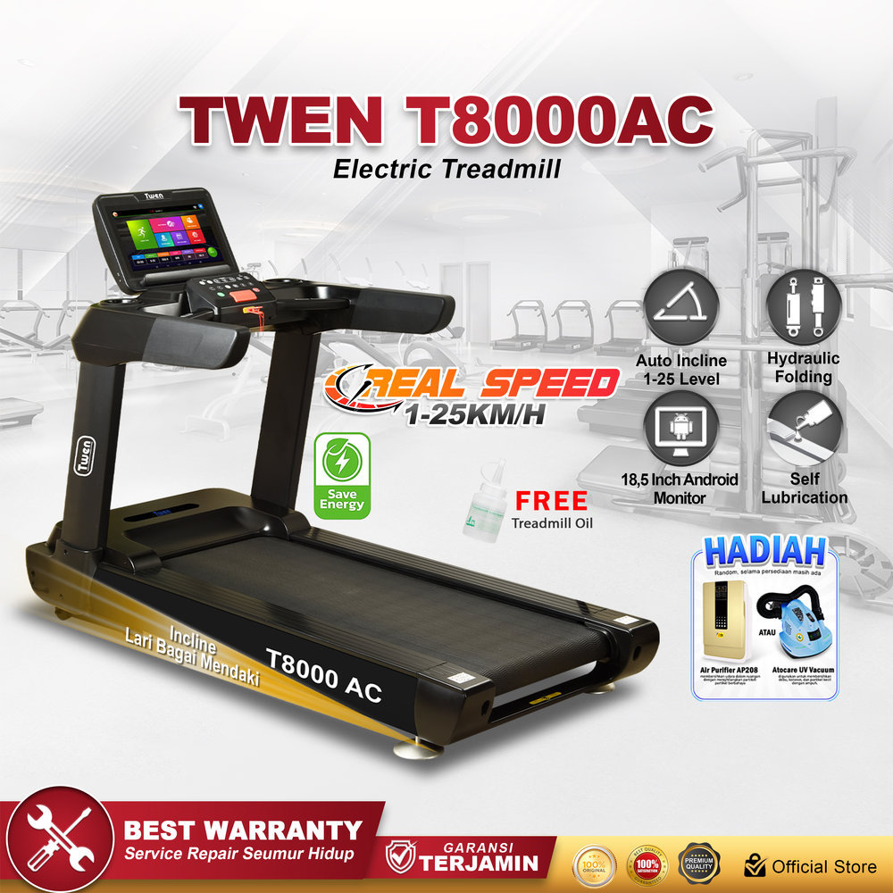 TWEN T8000AC Treadmill Listrik Multifungsi