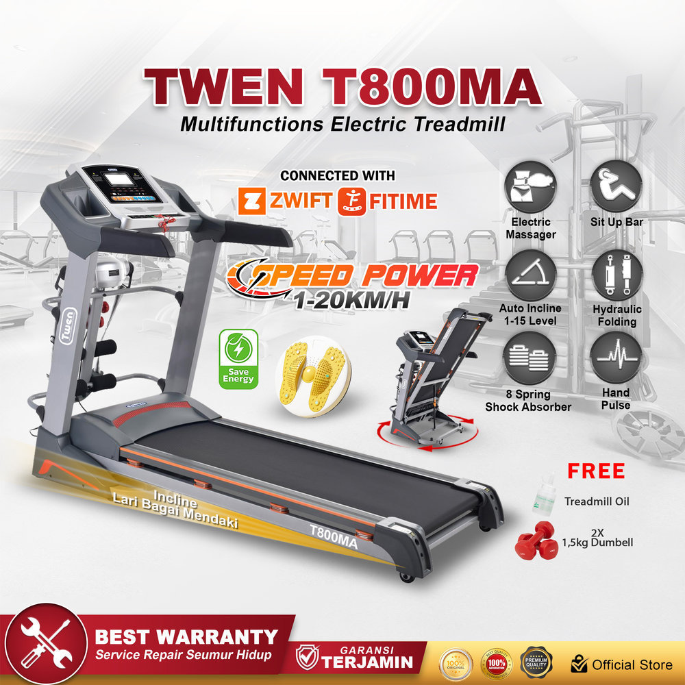 TWEN T800MA Treadmill Listrik Multifungsi