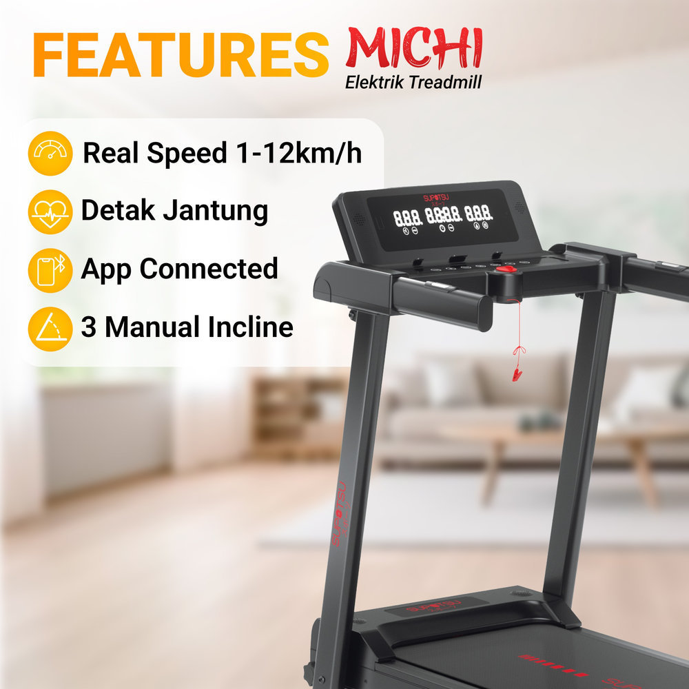 SUPOTSU Michi Silver Treadmill Listrik Gambar produk 2